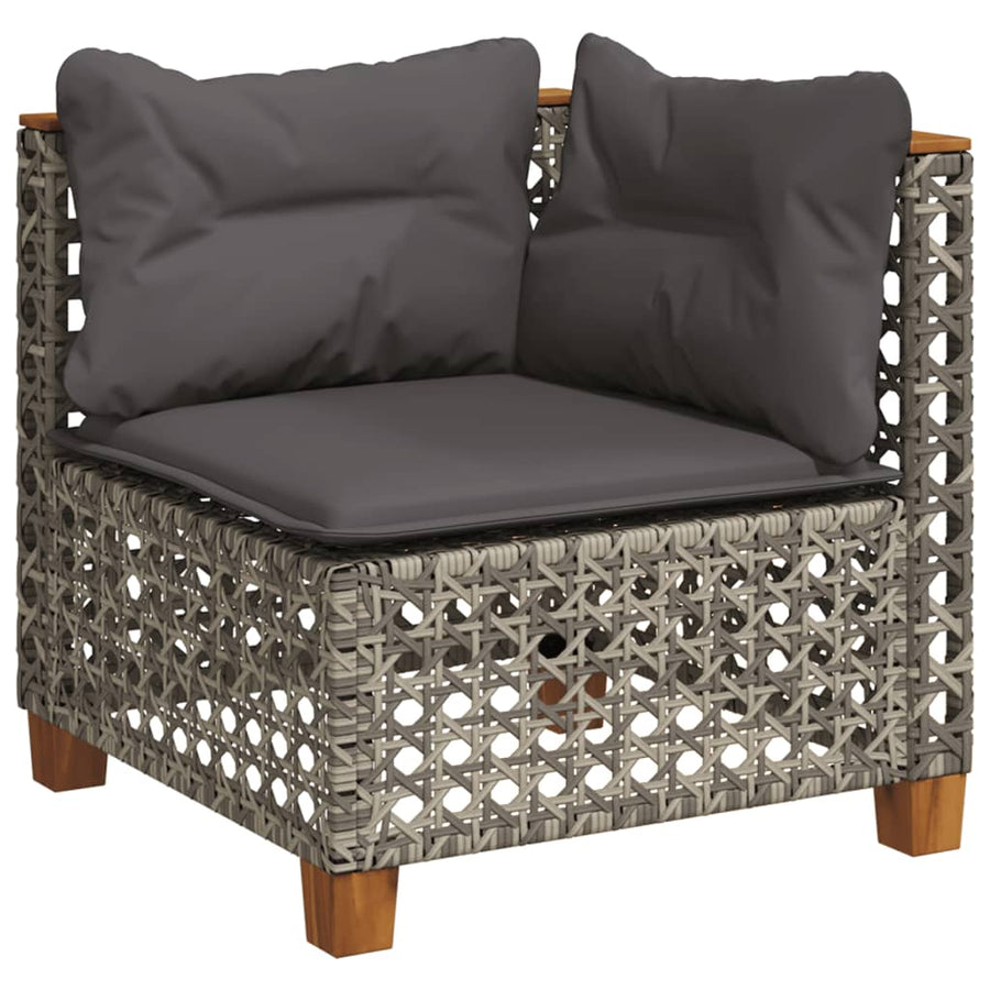 11-delige Loungeset met kussens poly rattan grijs