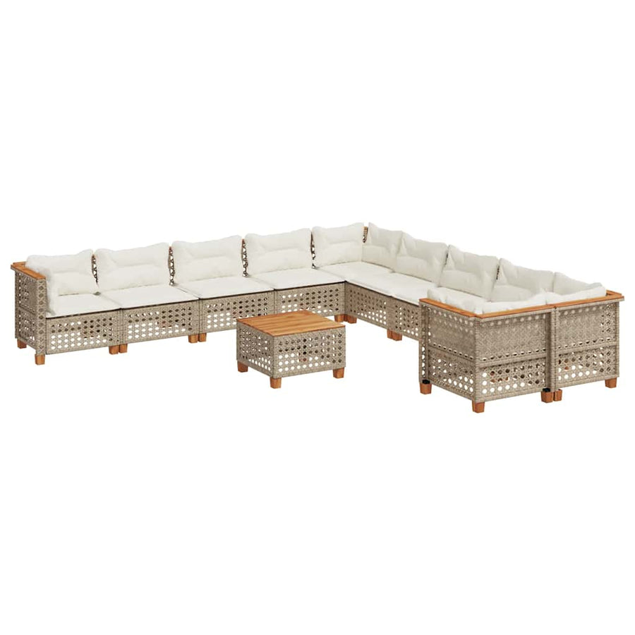 1 Tuinset Met Kussens Poly Rattan Beige gat weven
