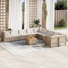 Loungeset poly rattan 11-delig beige