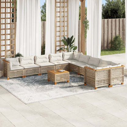 1 Tuinset Met Kussens Poly Rattan Beige gat weven