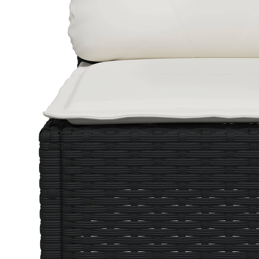 11-delige Loungeset met kussens poly rattan zwart