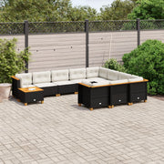 Loungeset 11-delig poly rattan zwart