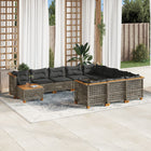 11-delige Loungeset met kussens poly rattan grijs