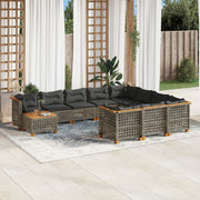 Loungeset 11-delig poly rattan grijs