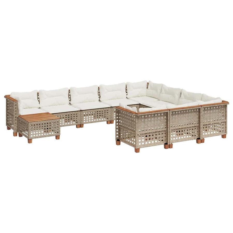 1 Tuinset Met Kussens Poly Rattan Beige