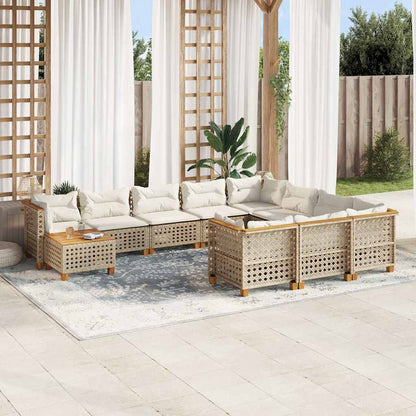 1 Tuinset Met Kussens Poly Rattan Beige