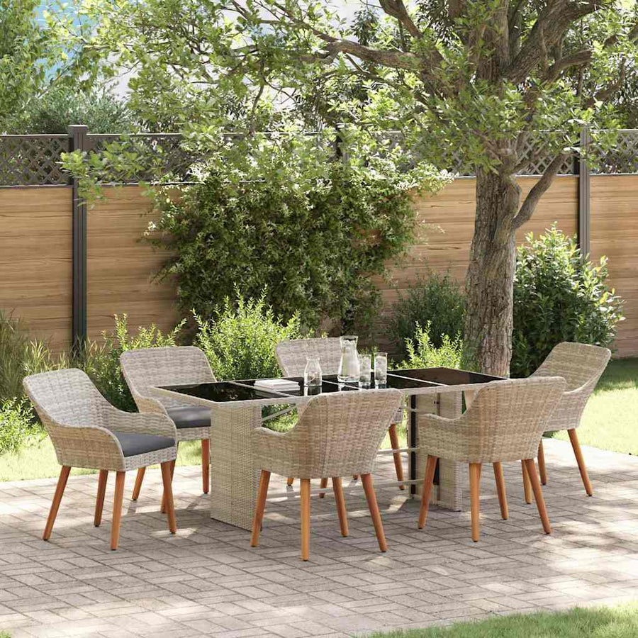 Buiten eetset 7 pcs Lichtgrijs 190 x 80 x 74 cm