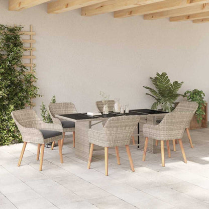 Buiten eetset 7 pcs Lichtgrijs 190 x 80 x 74 cm