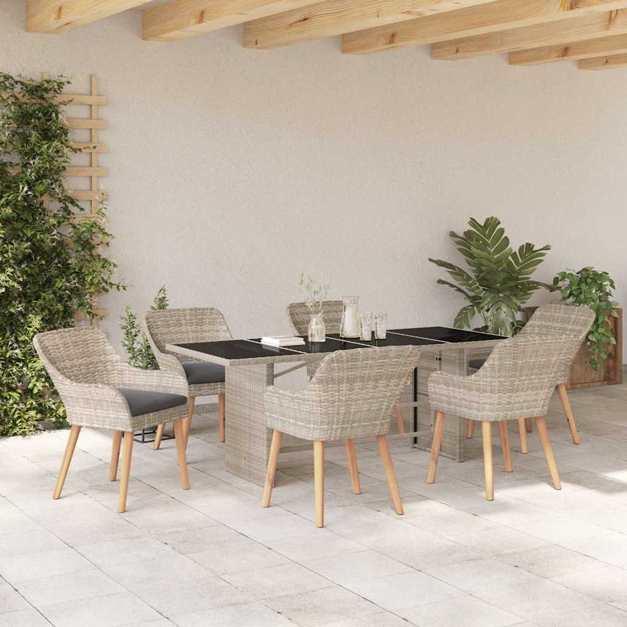 Buiten eetset 7 pcs Lichtgrijs 190 x 80 x 74 cm