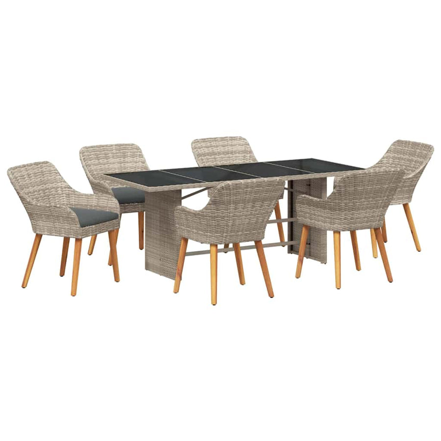Buiten eetset 7 pcs Lichtgrijs 190 x 80 x 74 cm