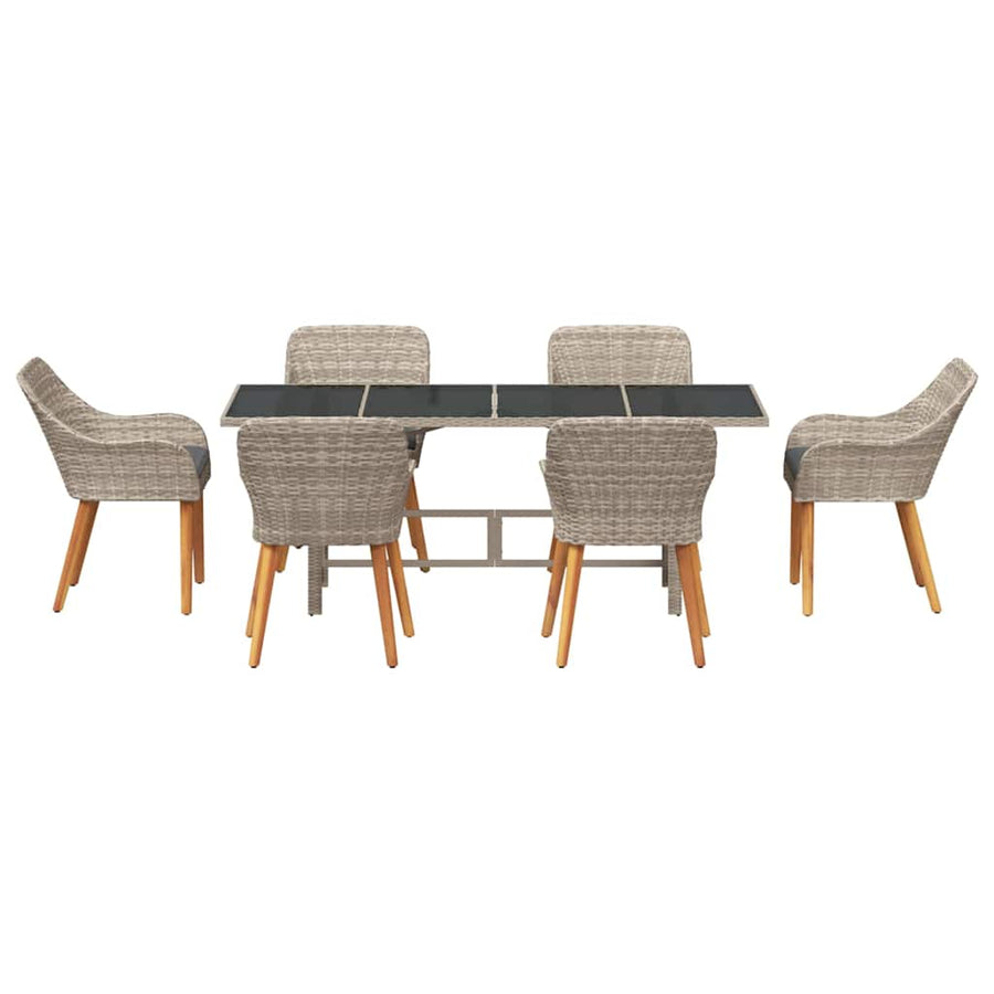 Buiten eetset 7 pcs Lichtgrijs 190 x 80 x 74 cm