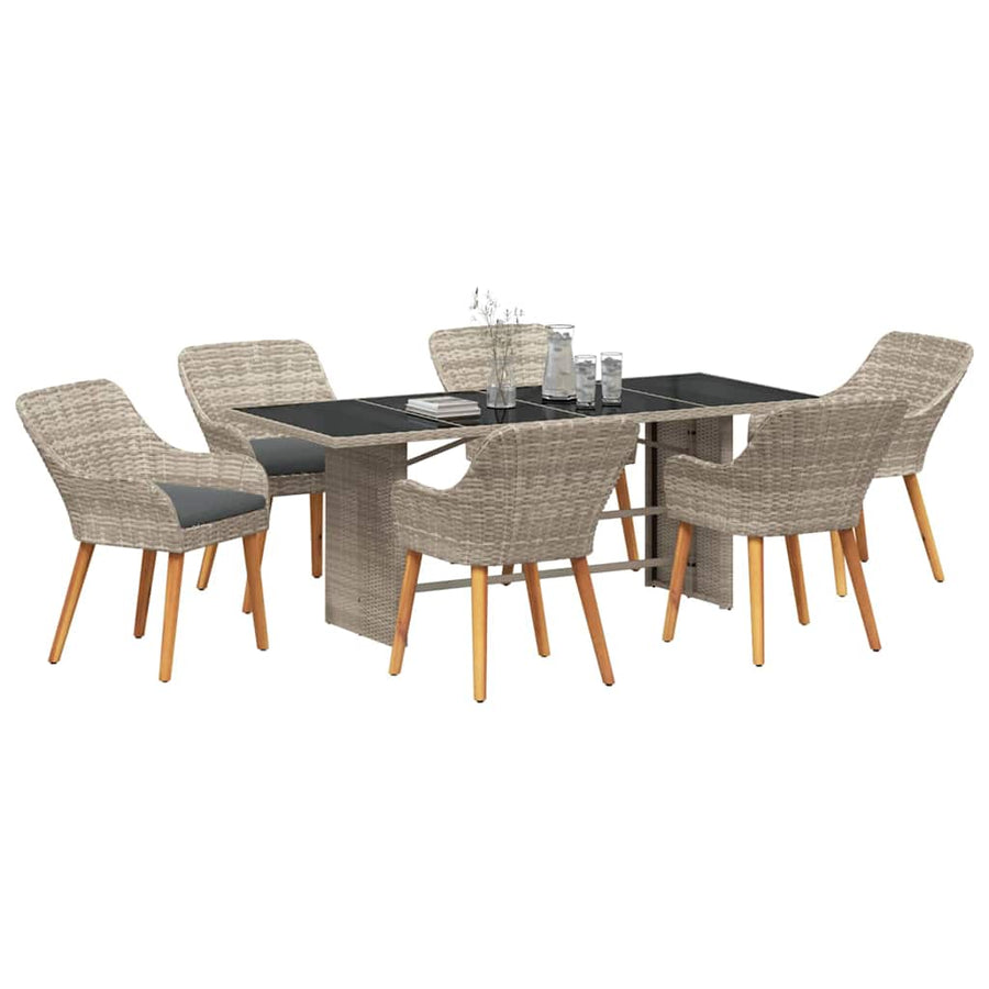 Buiten eetset 7 pcs Lichtgrijs 190 x 80 x 74 cm