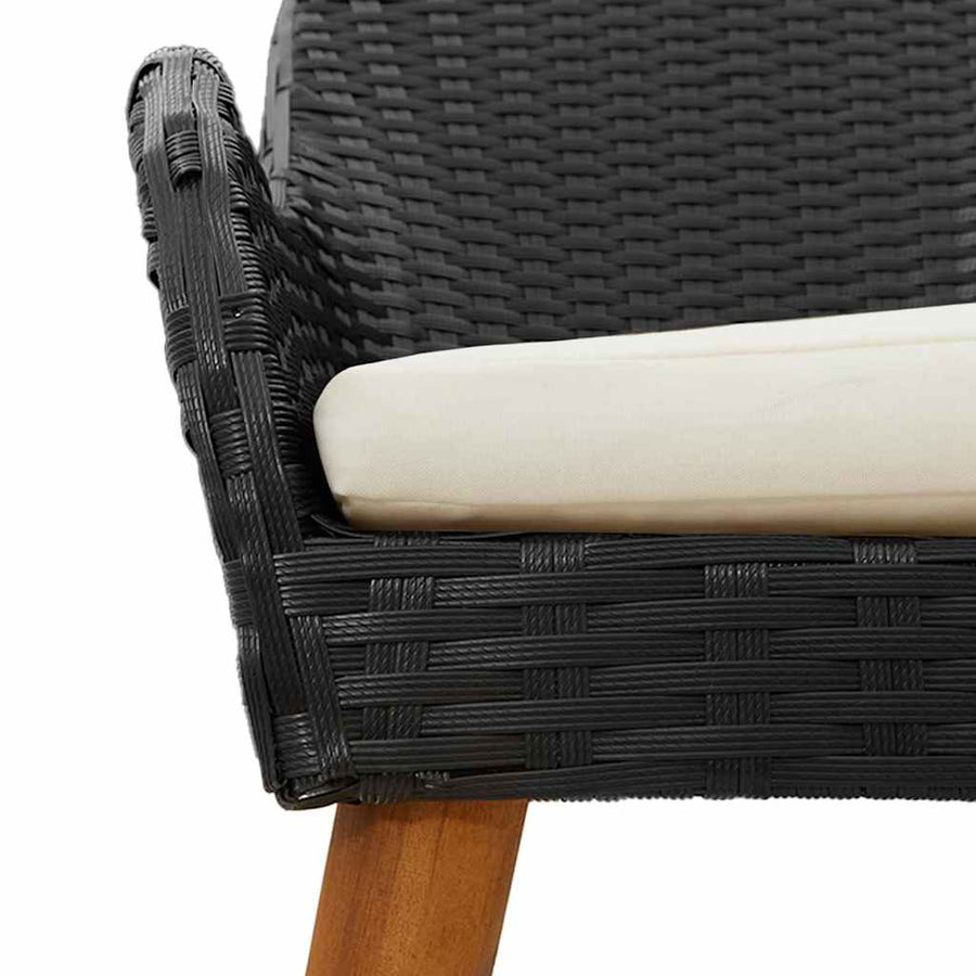 5-delige tuinset zwart poly rattan