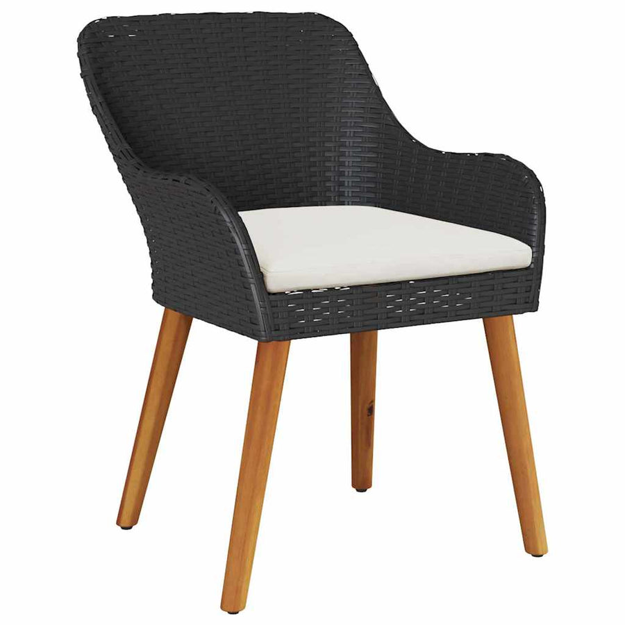 5-delige tuinset zwart poly rattan