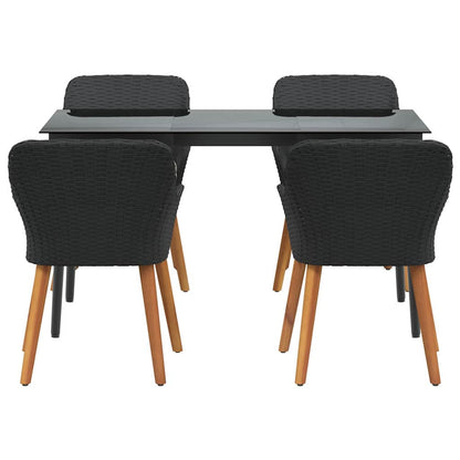 5-delige tuinset zwart poly rattan