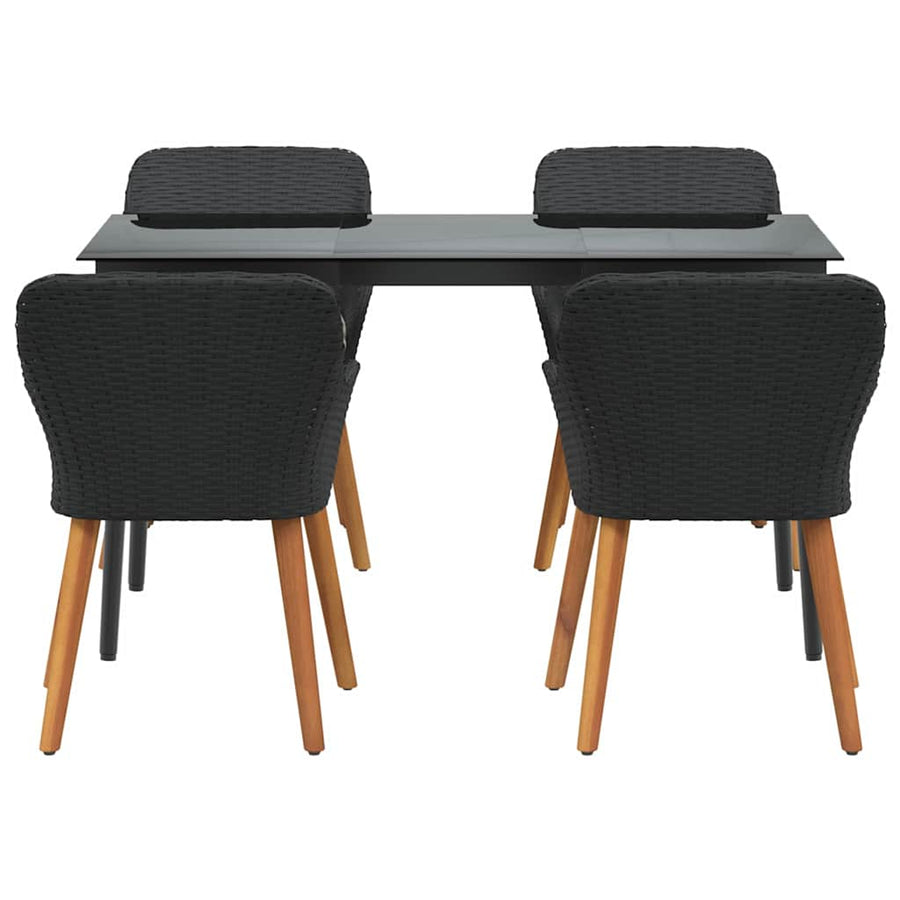 5-delige tuinset zwart poly rattan