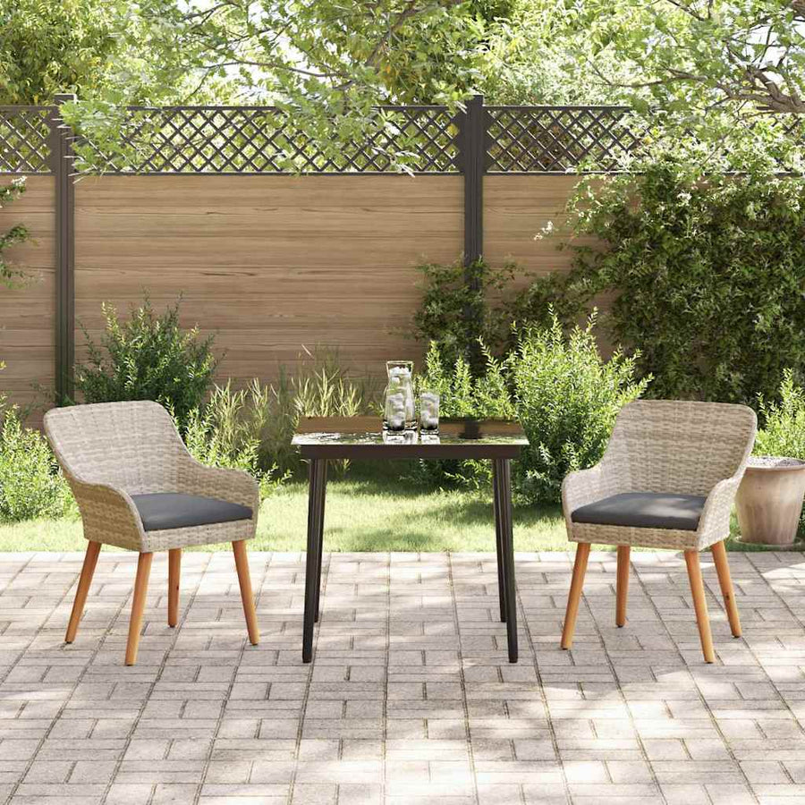 Eetkamerset 3 pcs Lichtgrijs en zwart 80 cm x 80 cm