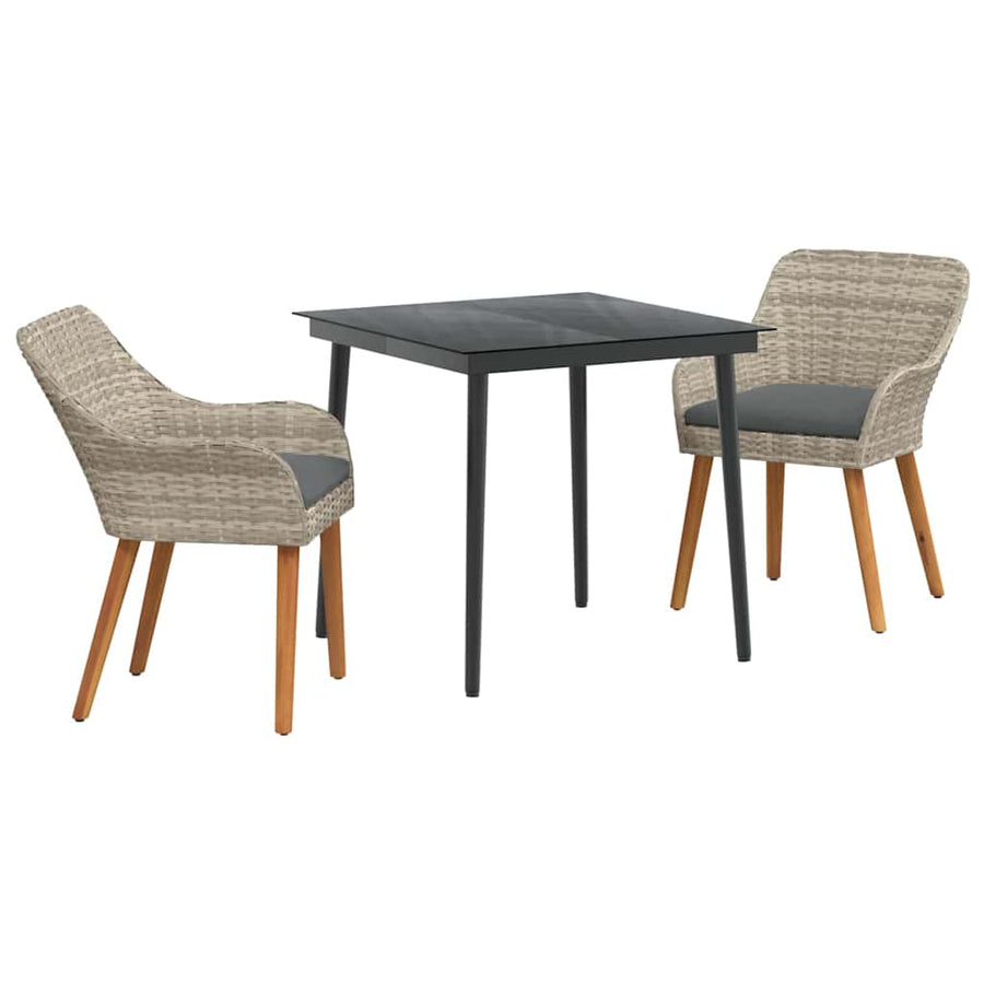 Eetkamerset 3 pcs Lichtgrijs en zwart 80 cm x 80 cm