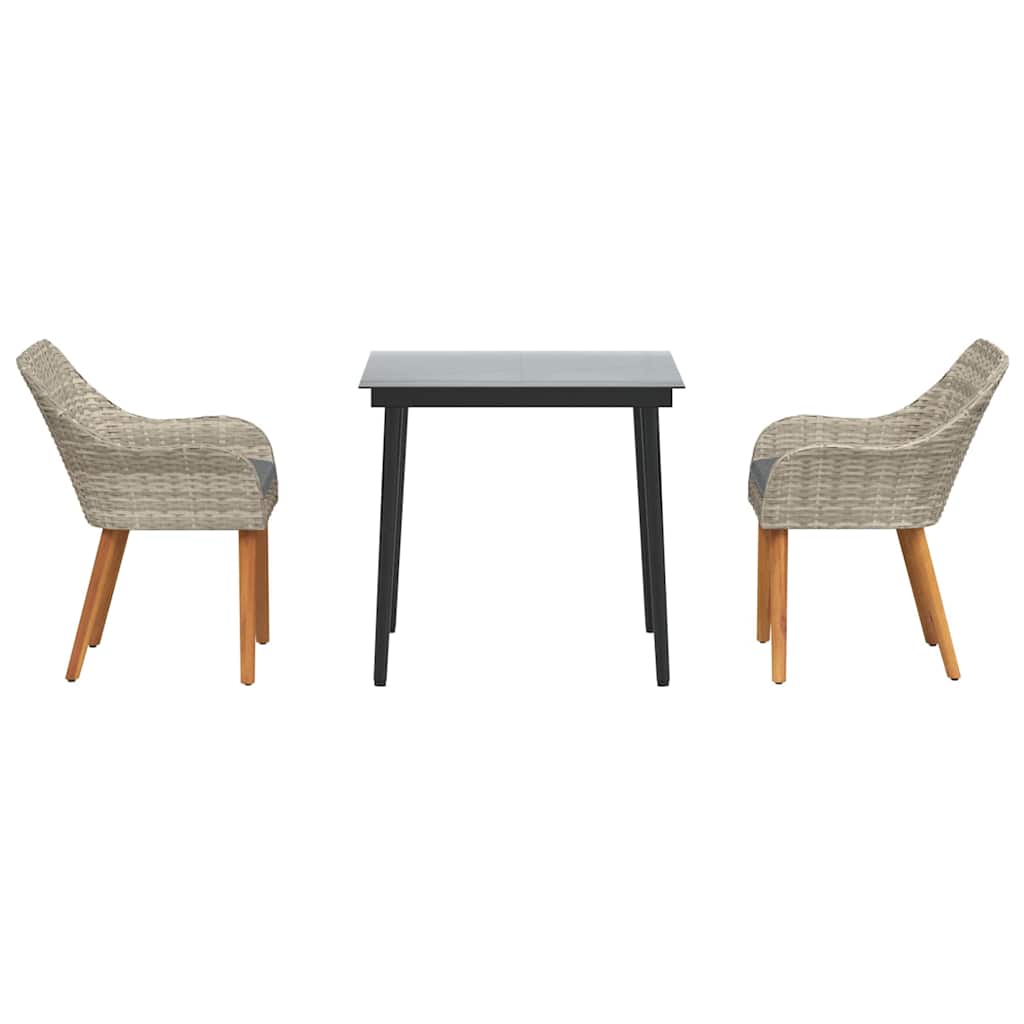 Eetkamerset 3 pcs Lichtgrijs en zwart 80 cm x 80 cm