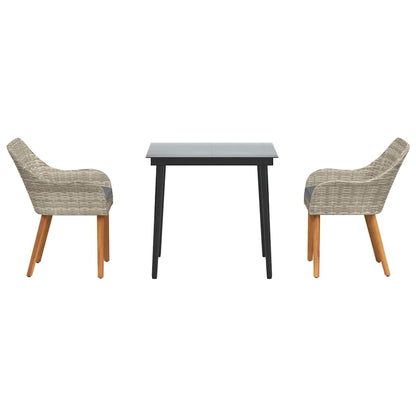 Eetkamerset 3 pcs Lichtgrijs en zwart 80 cm x 80 cm