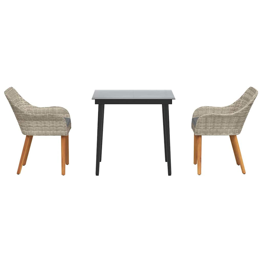 Eetkamerset 3 pcs Lichtgrijs en zwart 80 cm x 80 cm