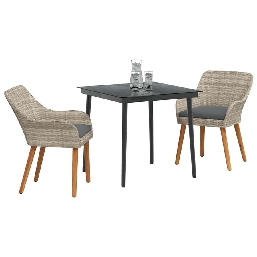 Eetkamerset 3 pcs Lichtgrijs en zwart 80 cm x 80 cm