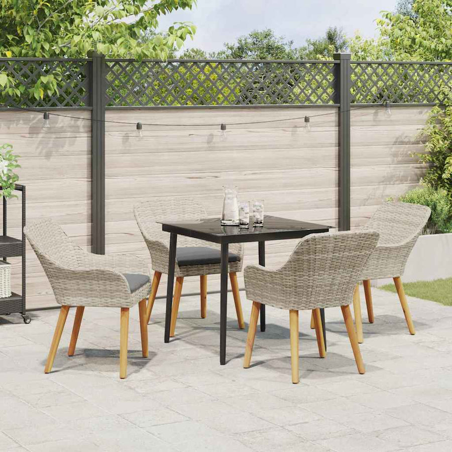 Eetkamerset 5 pcs Lichtgrijs en zwart 80 cm x 80 cm