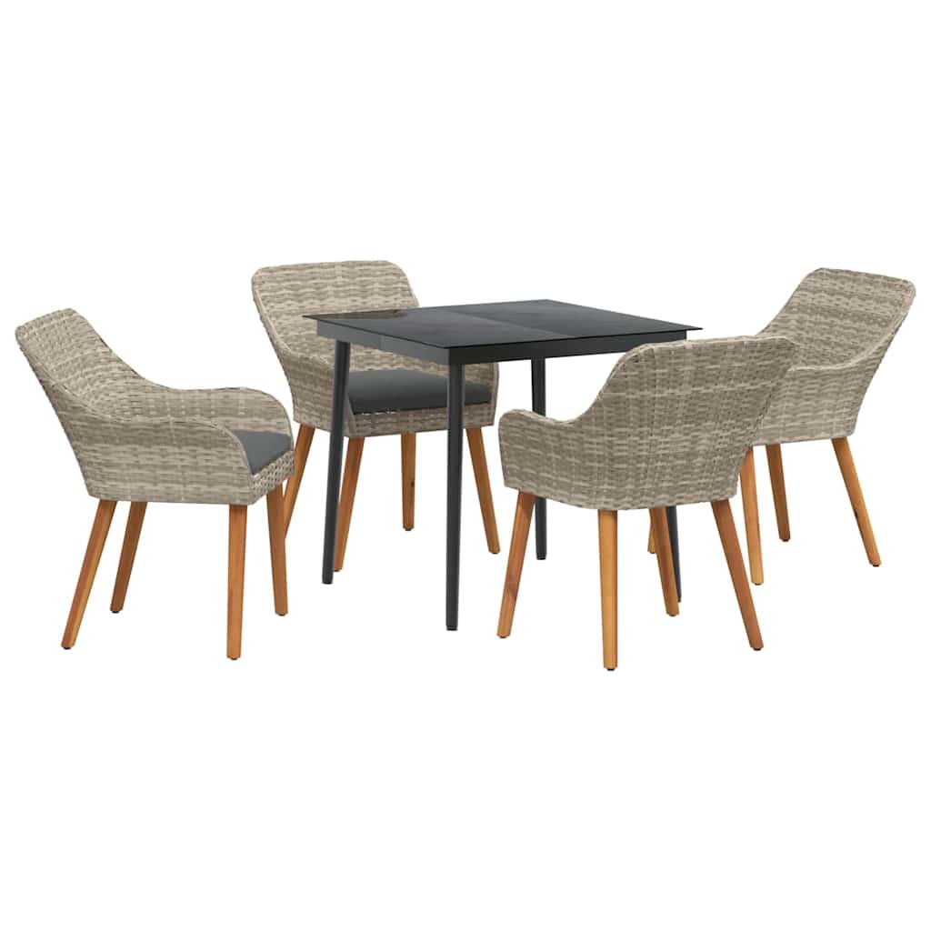 Eetkamerset 5 pcs Lichtgrijs en zwart 80 cm x 80 cm