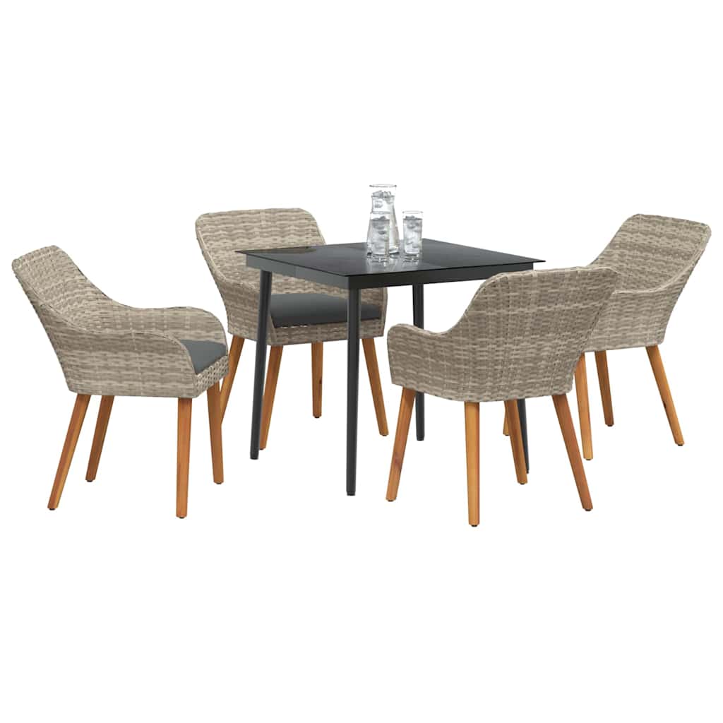 Eetkamerset 5 pcs Lichtgrijs en zwart 80 cm x 80 cm