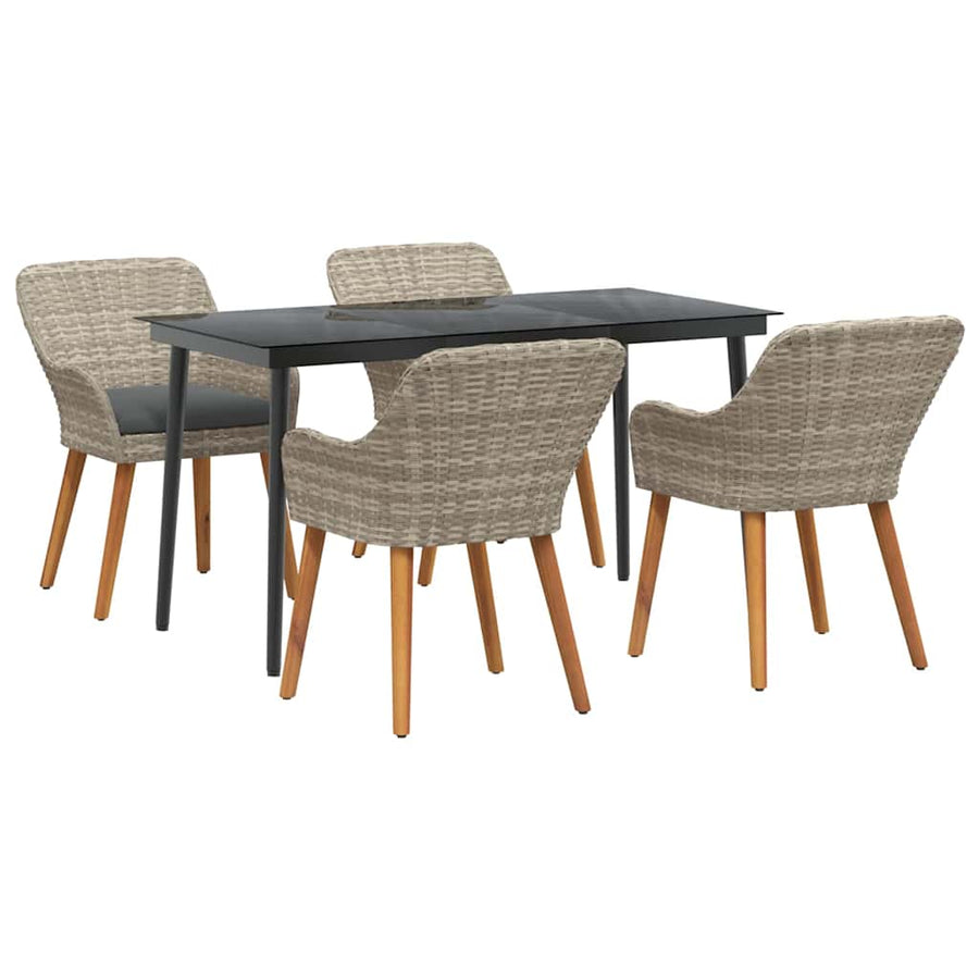 Eetkamerset 5 pcs Lichtgrijs en zwart Large