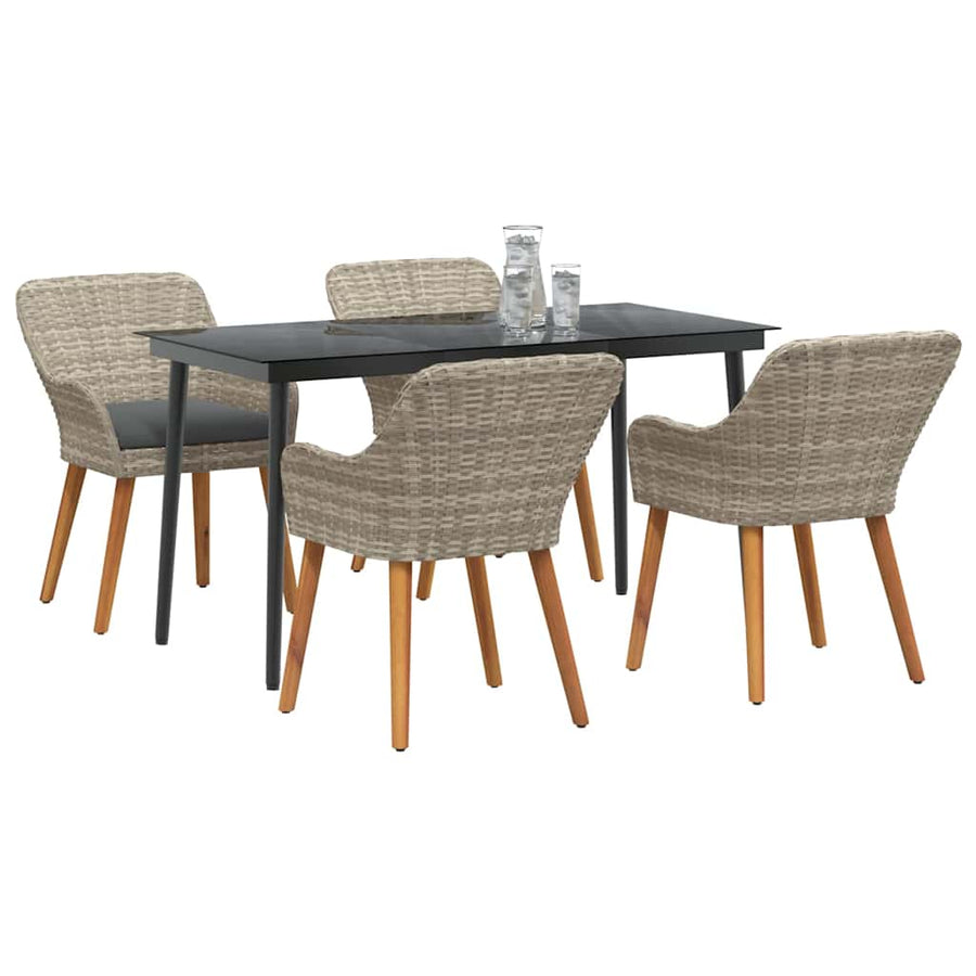 Eetkamerset 5 pcs Lichtgrijs en zwart Large