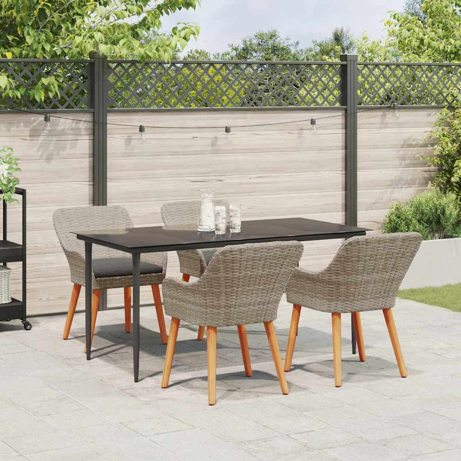 Eetkamerset 5 pcs Lichtgrijs en zwart Large