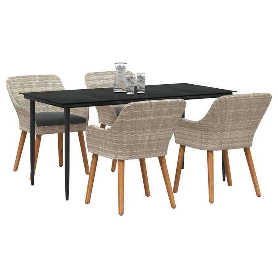 Eetkamerset 5 pcs Lichtgrijs en zwart Large