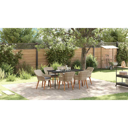 Eetkamerset 7 pcs Lichtgrijs en zwart Large