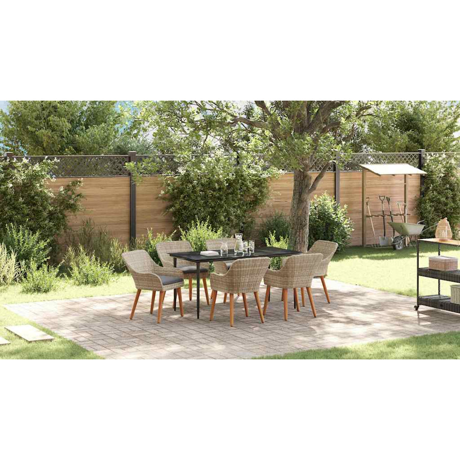 Eetkamerset 7 pcs Lichtgrijs en zwart Large