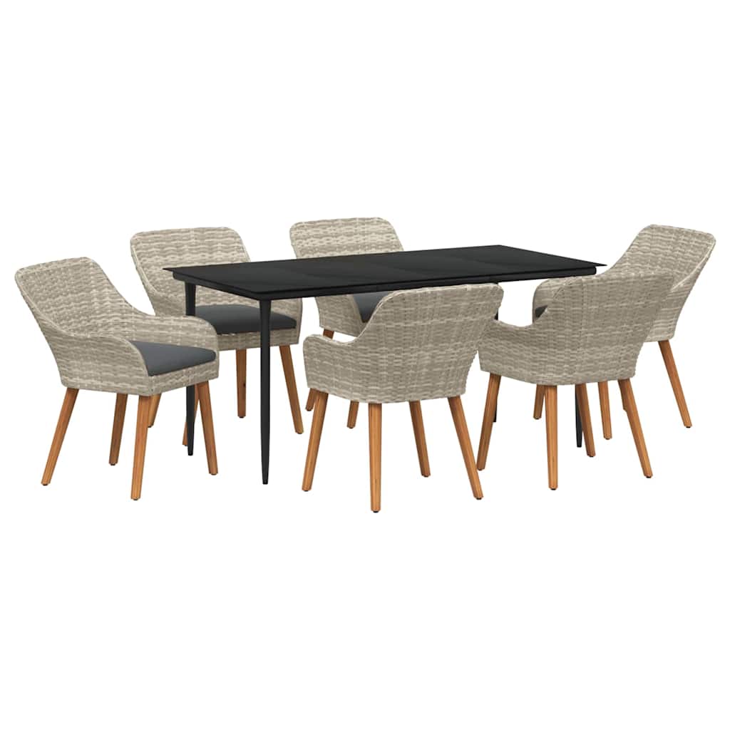 Eetkamerset 7 pcs Lichtgrijs en zwart Large