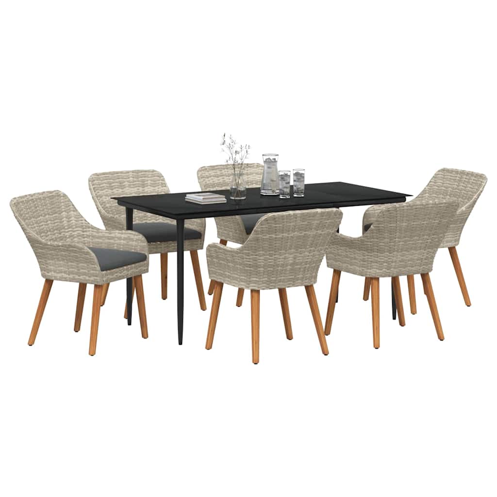 Eetkamerset 7 pcs Lichtgrijs en zwart Large