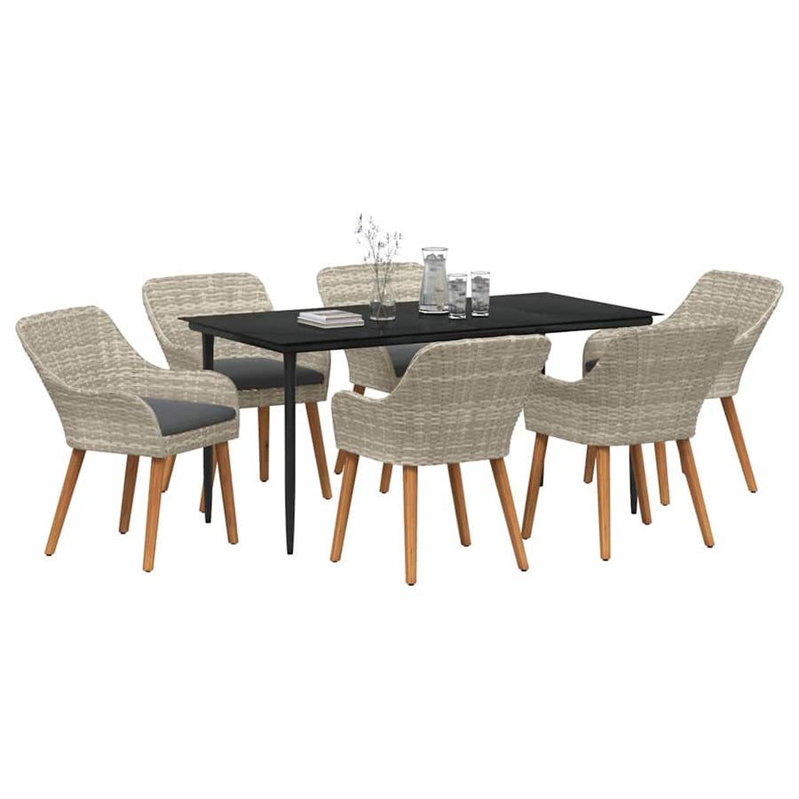 Eetkamerset 7 pcs Lichtgrijs en zwart Large