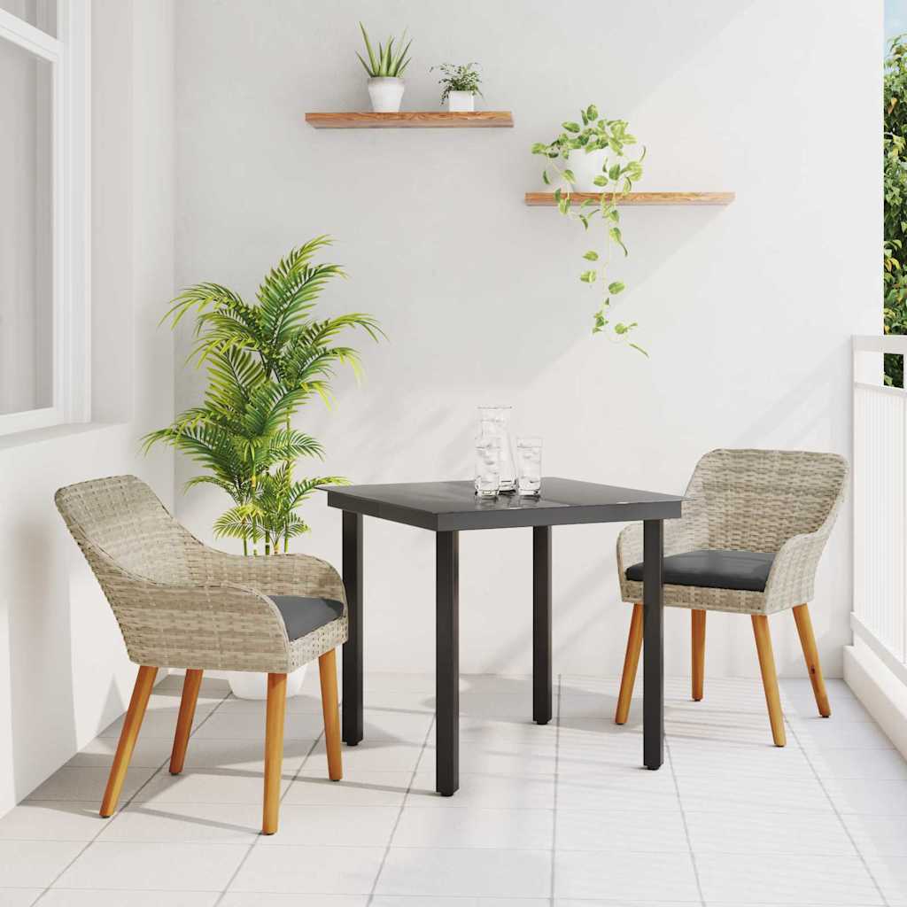 Eetkamerset 3 pcs Lichtgrijs en zwart Medium