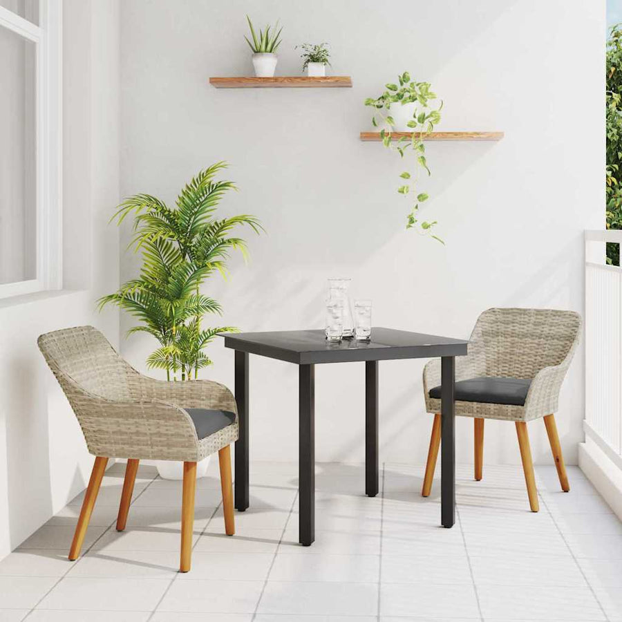 Eetkamerset 3 pcs Lichtgrijs en zwart Medium