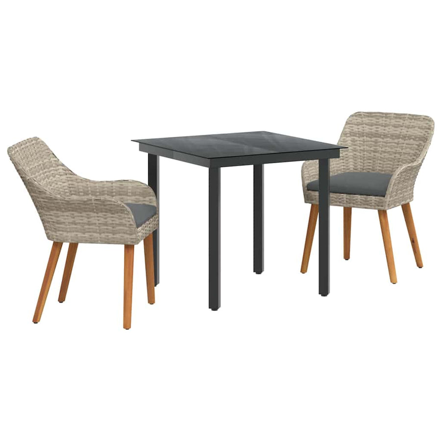 Eetkamerset 3 pcs Lichtgrijs en zwart Medium
