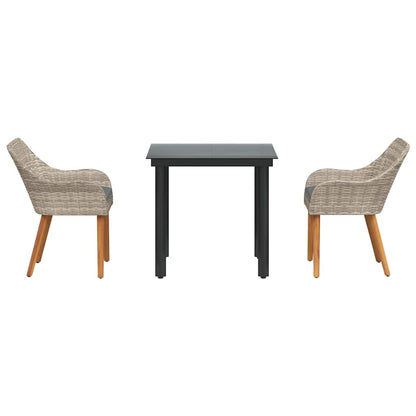 Eetkamerset 3 pcs Lichtgrijs en zwart Medium