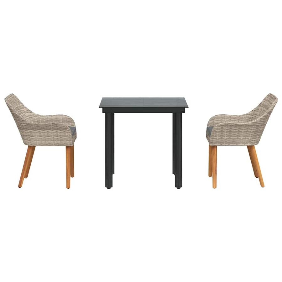 Eetkamerset 3 pcs Lichtgrijs en zwart Medium
