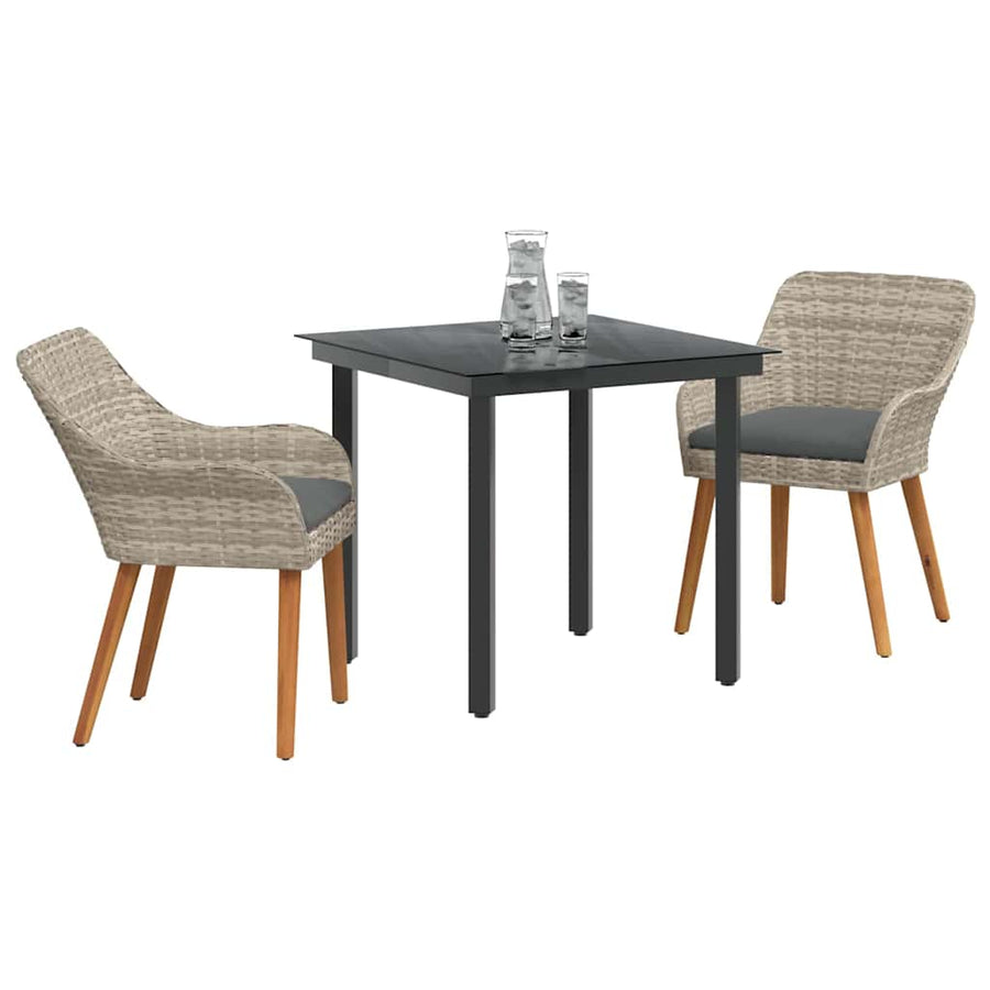 Eetkamerset 3 pcs Lichtgrijs en zwart Medium