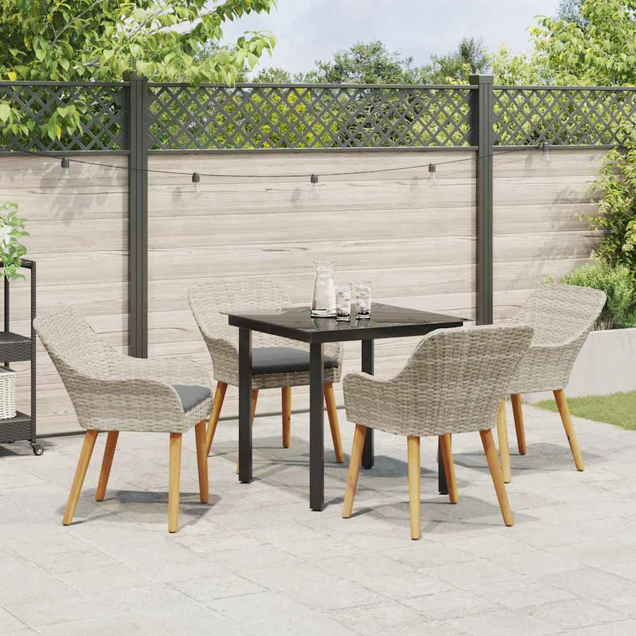 Eetkamerset 5 pcs Lichtgrijs en zwart Medium