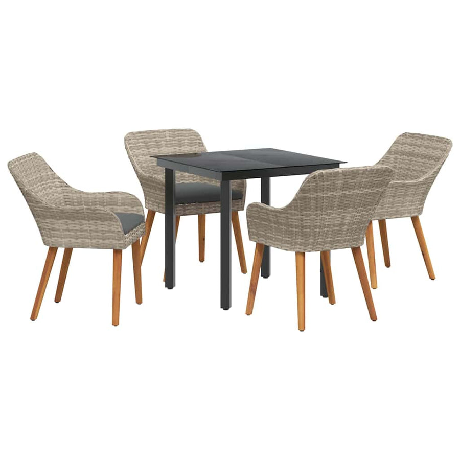 Eetkamerset 5 pcs Lichtgrijs en zwart Medium