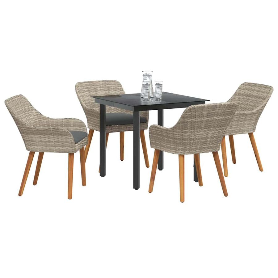 Eetkamerset 5 pcs Lichtgrijs en zwart Medium