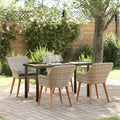 Tuin eettafelset met kussen 5 pcs Lichtgrijs poly rattan