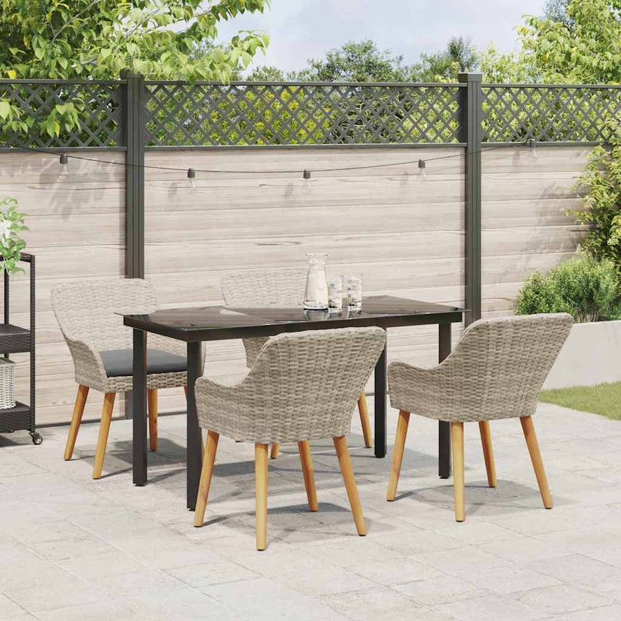 Eetkamerset 5 pcs Lichtgrijs en zwart 140 x 70 x 74 cm
