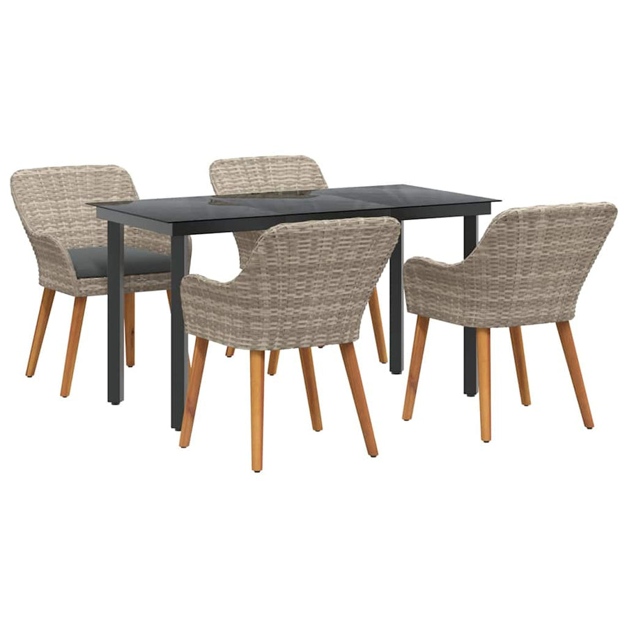 Eetkamerset 5 pcs Lichtgrijs en zwart 140 x 70 x 74 cm